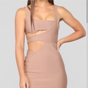 FashionNova Honey Bandage Dress - Taupe